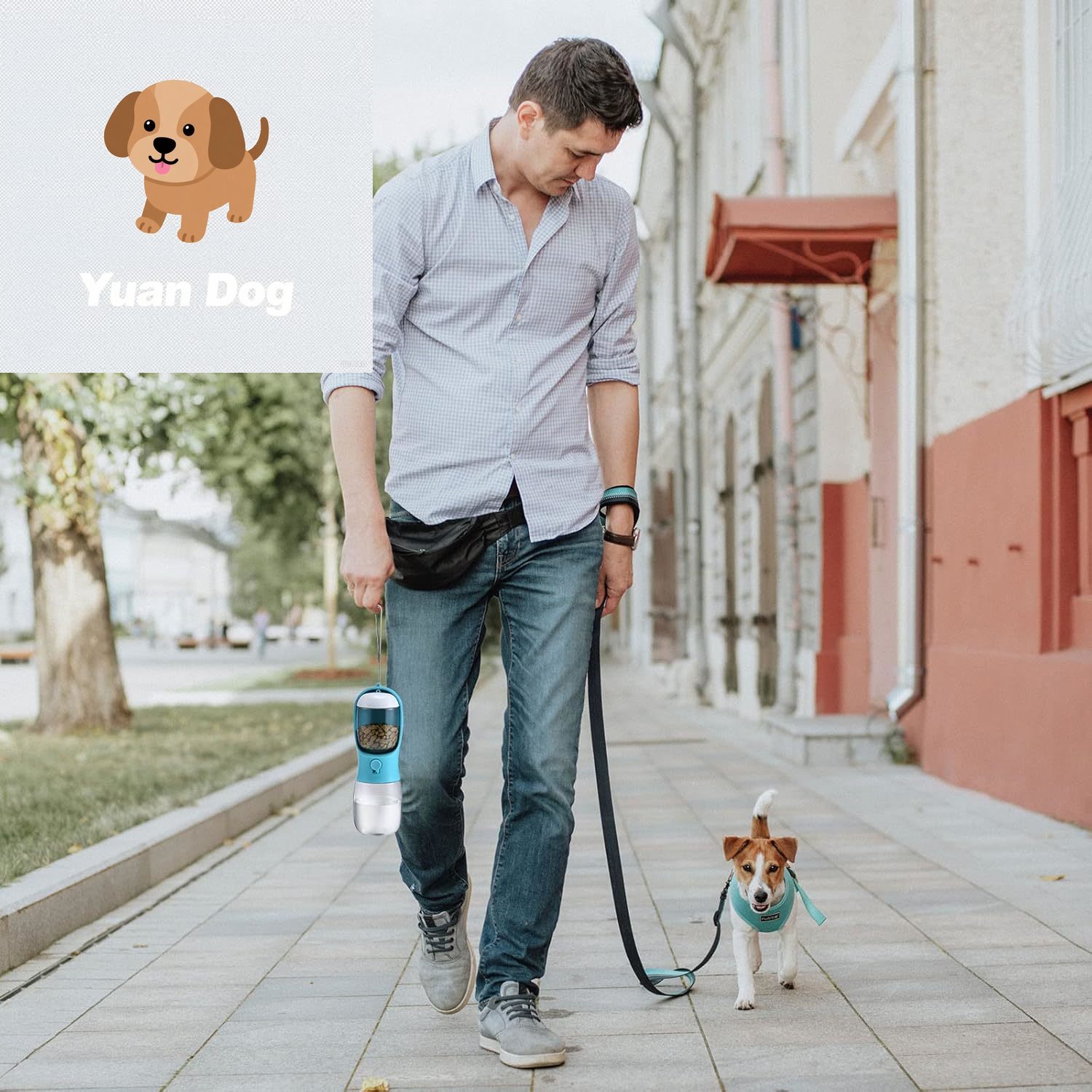 free shipping Bottle with Food Container, Travel Puppy Water Bowl, Portable Pet Dispenser, Cat Walking and Hiking Dog Gift