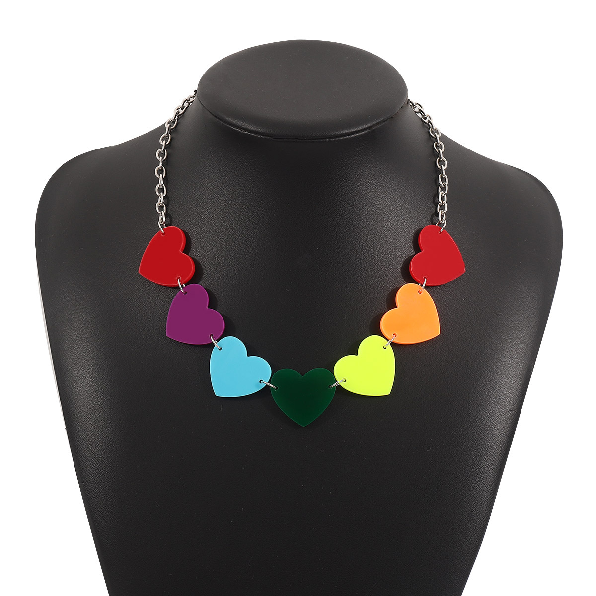 Choker 3PCS/LOT necklace Colorful Colorful geometric acrylic necklace with sweet heart necklace