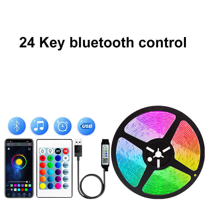 10-meter illuminated colorful light strip with seven-color intelligent set of LED atmosphere lights, USB color-changing 5V, self-adhesive lights for l