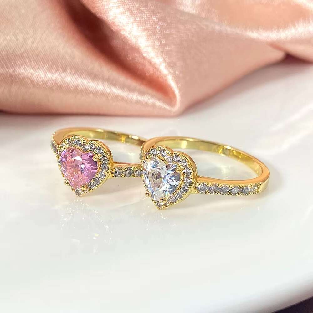Wholesale 925 Sterling Silver Stacking Rings High Quality Trendy Heart Shape Pink Zirconia Rings Fine Jewelry for Parties