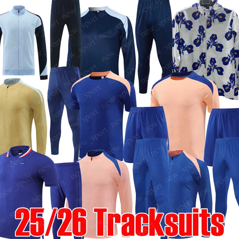 25/26 French tracksuit training suit World soccer cup jersey BENZEMA MBAPPE equipe de Full Sets kids Men 2025 Francais Half pull chandal futbol training suits
