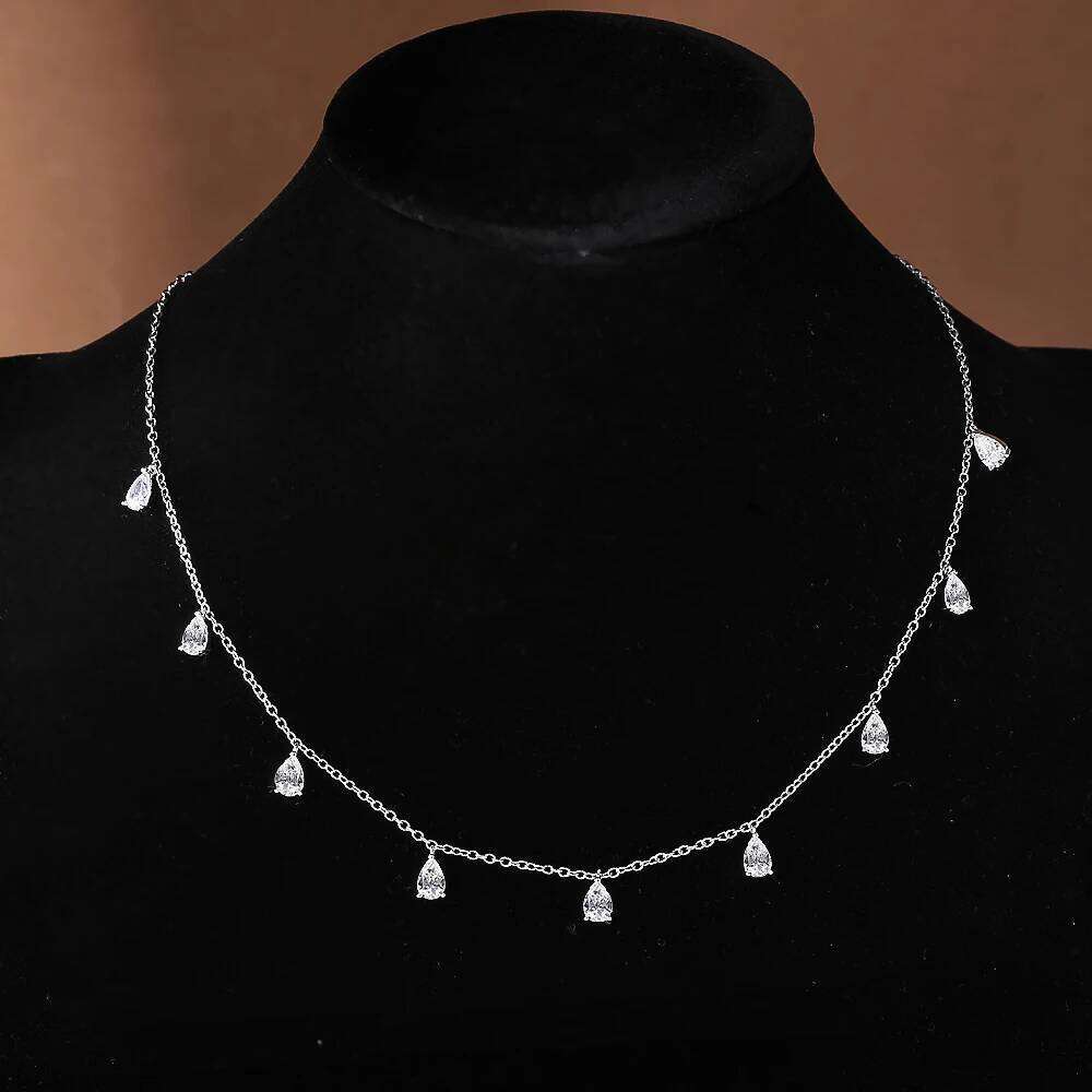 GRA Certified 0.5carat Pear Cut Moissanite Dia Necklaces for Women Sterling Sier Neck Chain Waterdrop Shape Choker