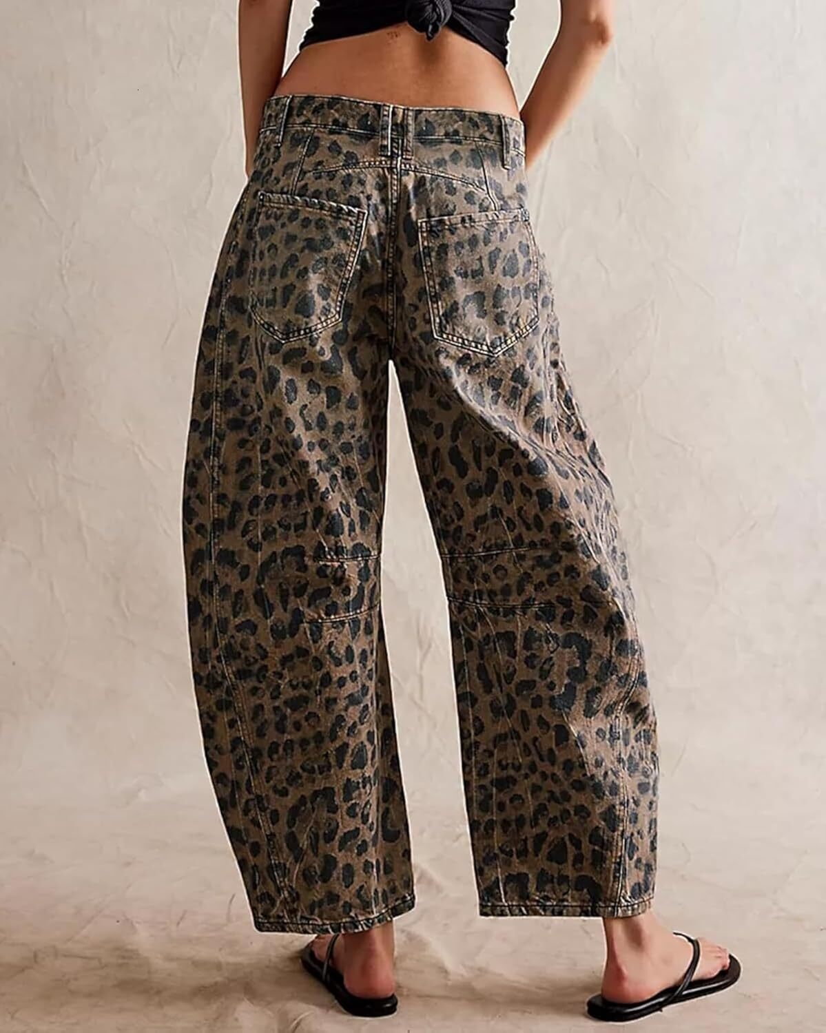 Y2K Barrel Casual Leopard Print Wide-leg Jeans