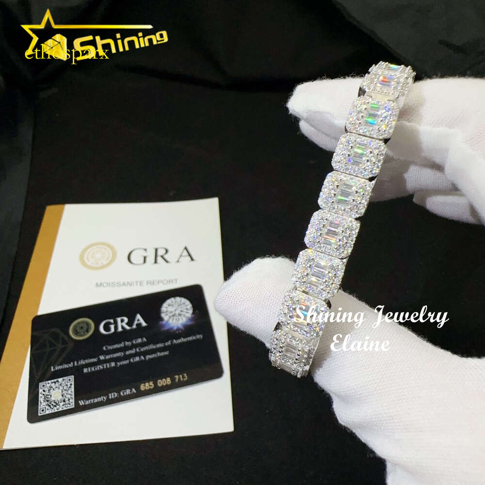 Sterling Sier Iced Out Dia Ready to Ship Vvs Moissanite Hip Hop Jewelry Tennis Bracelet
