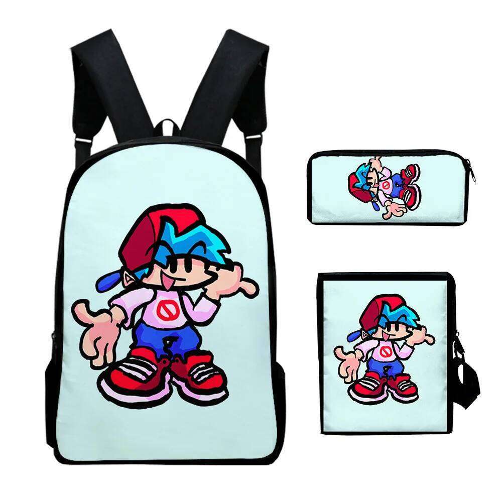 Novelty Friday Night Funkin 3D Print 3pcs/Set School Bags Laptop Daypack Backpack Inclined shoulder bag Pencil Case