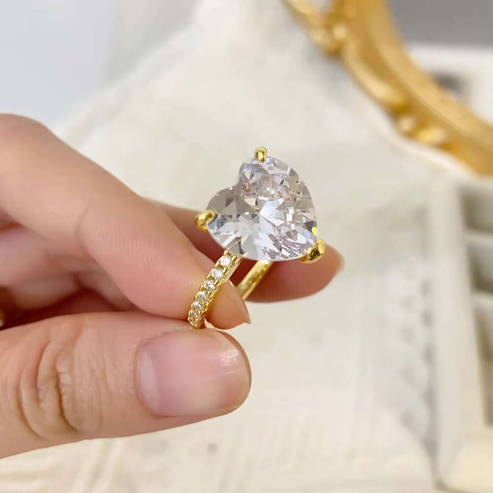 Ready to Ship FOXI Jewelry 5A High Quality Big Heart CZ Ring Women Fine Jewelry 925 Silver Pink Heart Shape Cubic Zircon Rings