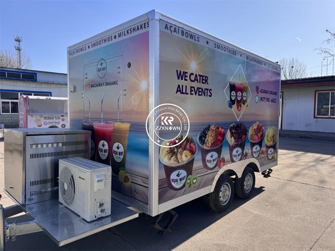 Fast Food Trailer Pizza Snack Cart Street Restaurant Catering Trailer Fully Equipped Concession Food Truck Mobile Ice Cream Cart