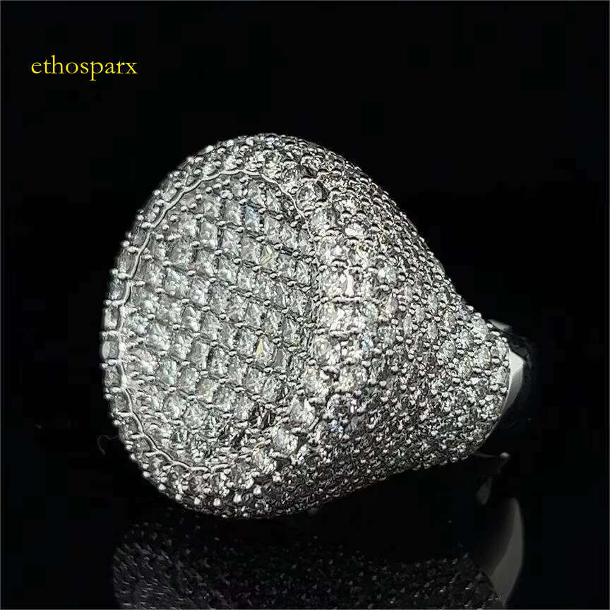 Rap singer all ice ring, hip-hop sterling silver Vvs silica ring