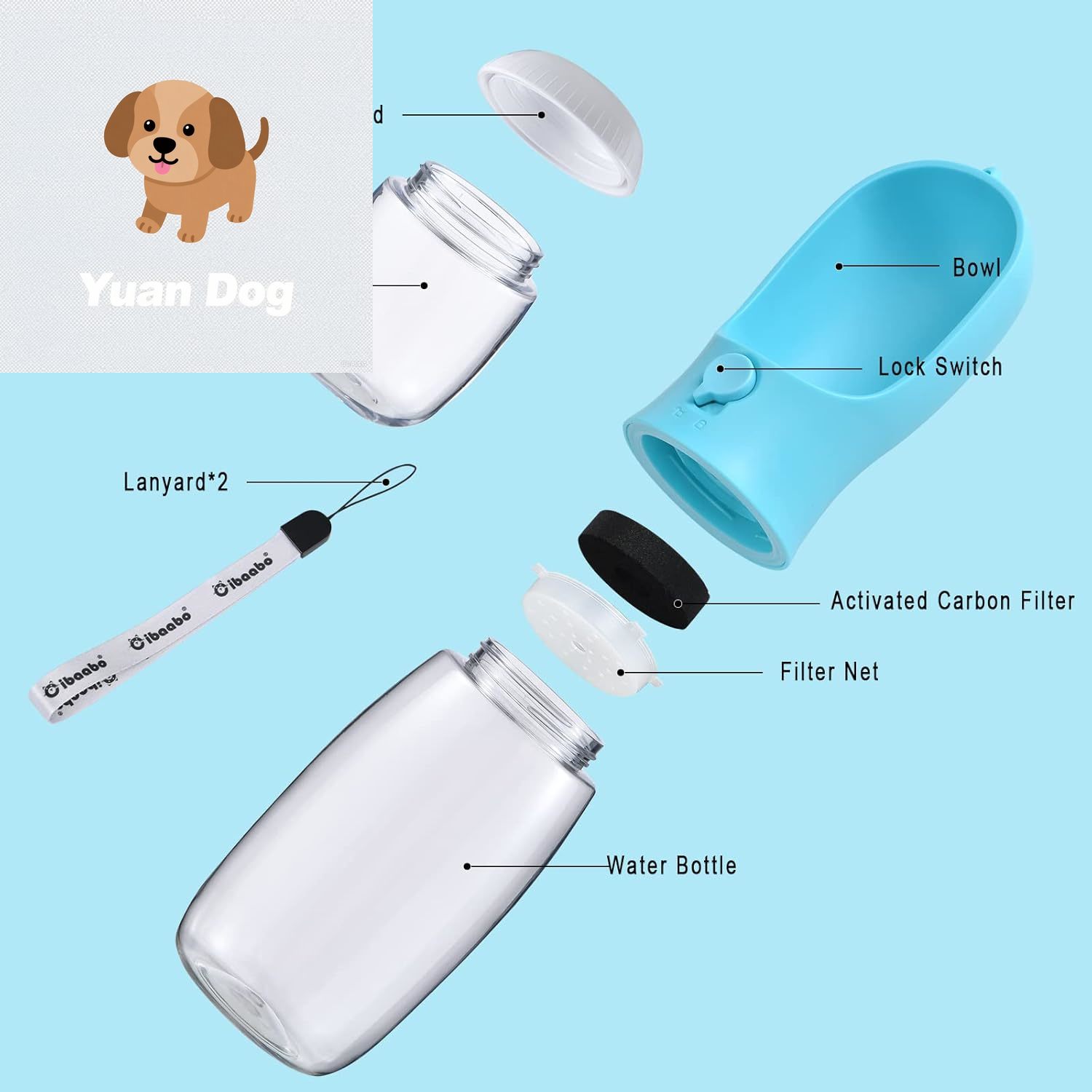 free shipping Bottle with Food Container, Travel Puppy Water Bowl, Portable Pet Dispenser, Cat Walking and Hiking Dog Gift