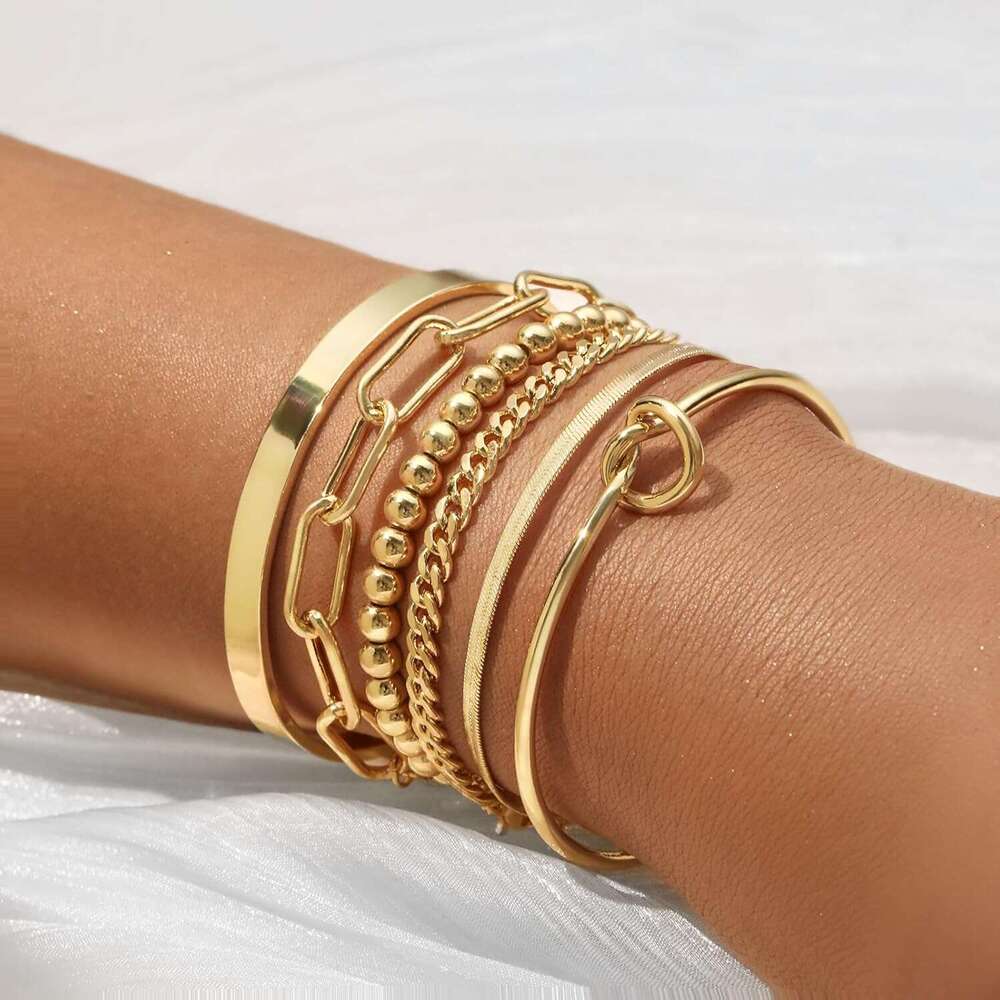Bracelets 3 Dainty 14K Waterproof Stackable Gold Bracelet Set - Perfect for Stylish Women -
