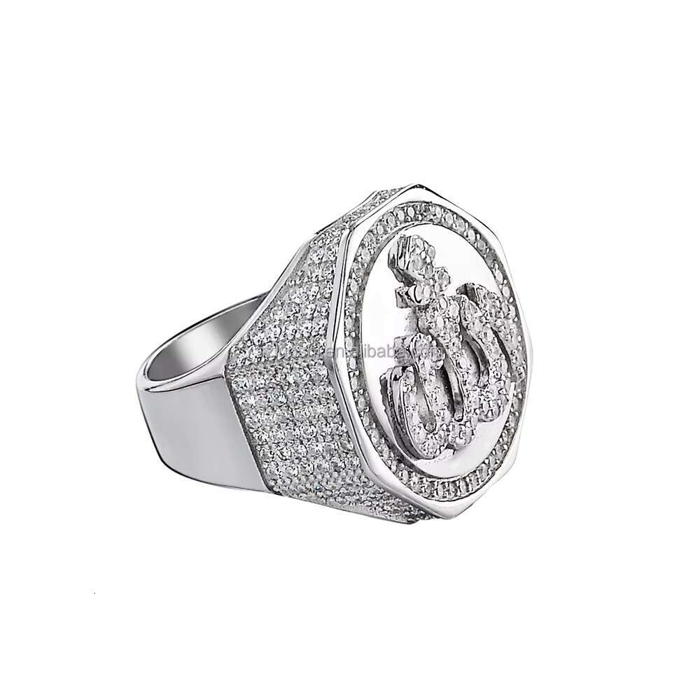 Custom-Made 18K Solid Gold Iced Out Bling Moissanite Diamond Hip Hop Cuban Pinky Champion Ring for Men