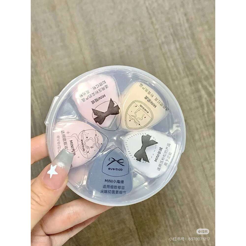 Everbab 6PCS Bow Series Mini Thumb Powder Set Little Finger Air Cushion Puff Concealer Blush Cute Makeup Tool X250701