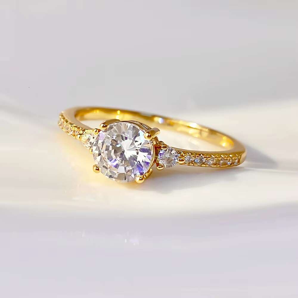 1CT Classic Round 3-stones Wedding Bands 4Claws 925 Sterling Silver Ring Wholesale Vintage Rhodium 14K Gold Plated Zircon Rings