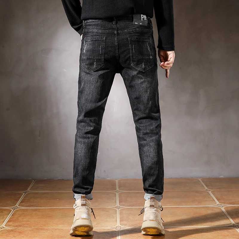 JXN839 New retro mens Slim small straight personality trend elastic small leg trousers high-end W250701 W250701