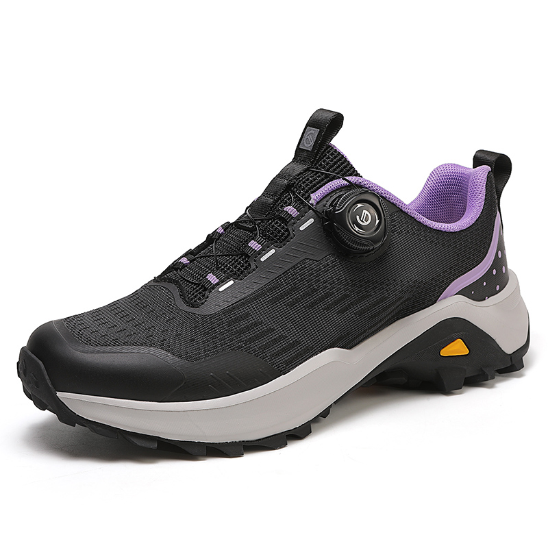 Quick anti-slip outdoor trail running shoes men and women; Rotating button no lace lightweight hiking boots for mountaineering