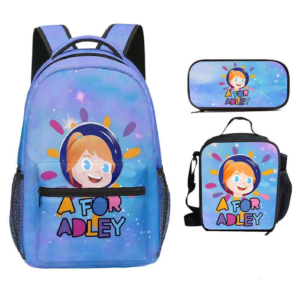 Novelty Fashion Cool AFOR ADLEY 3D Print 3pcs/Set Student School Bags Laptop Backpack Crossbody Lunch bag Pencil Case
