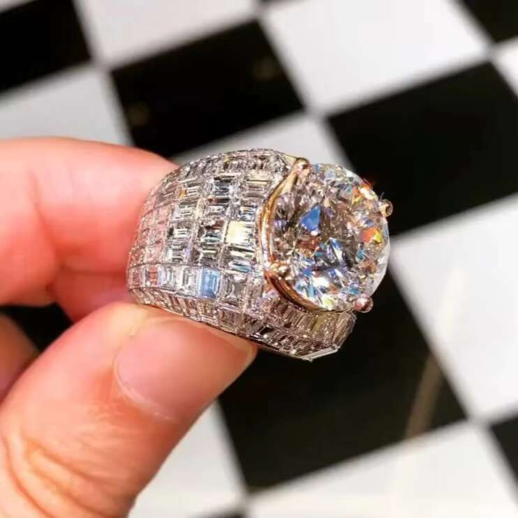 14k White Gold Ring Reasonable Price Real VVS Diamond Luxury VVS Moissanite Diamond Ring HipHop emerald Cut Diamond Ring