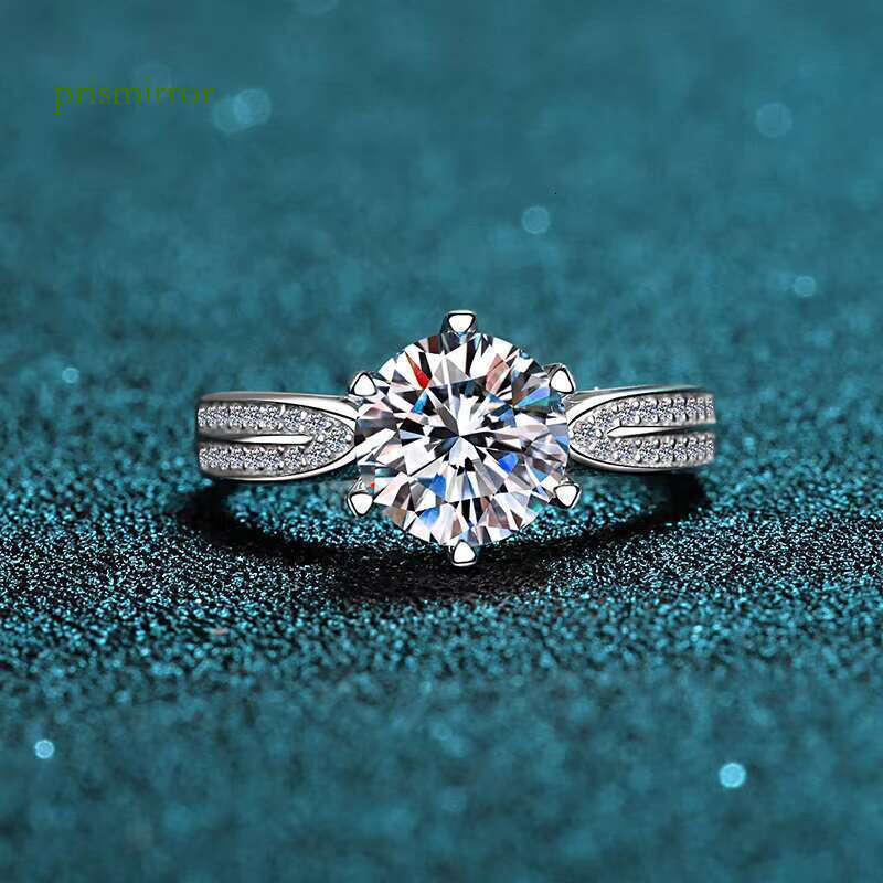 New Trend Pure Silver 1.13ct VVS Women's Main Stone 6.5mm Silica Wedding Ring