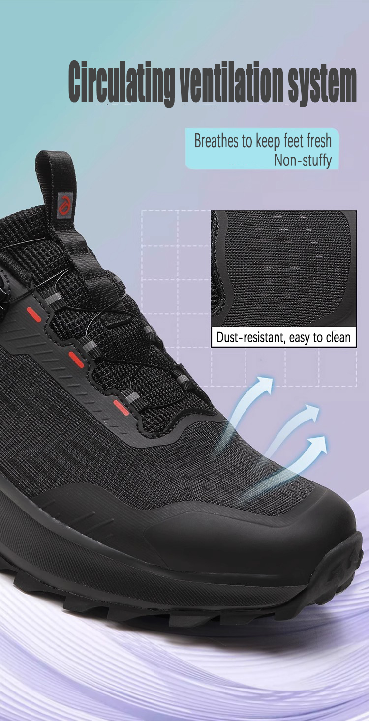 Quick anti-slip outdoor trail running shoes men and women; Rotating button no lace lightweight hiking boots for mountaineering