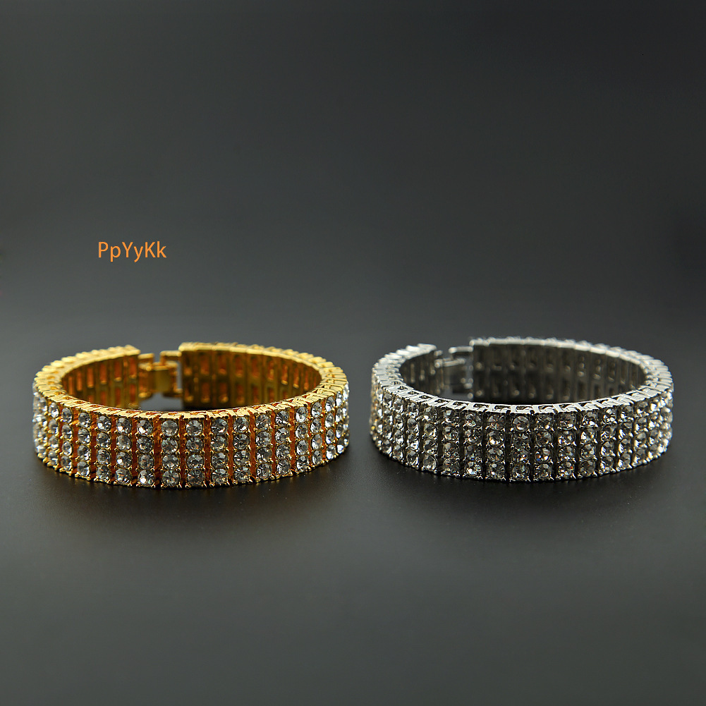 Premium Jewelry Alloy Iced Out Bracelet Hip Hop Streetwear Men Bold Statement Pave Diamond Chain Pass the diamond tester
