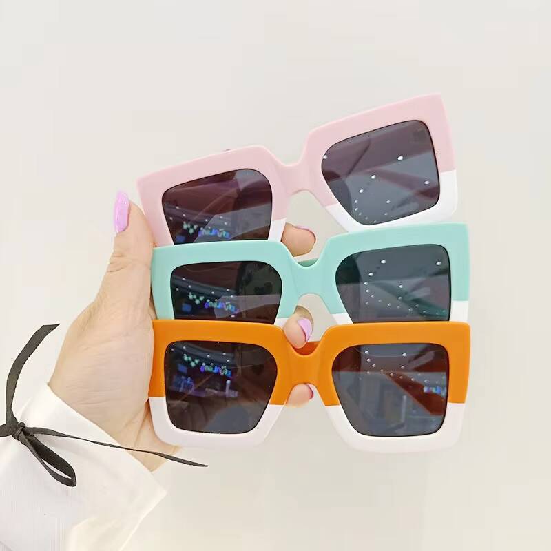 Kids Boy Girls Oversize Square Sun Glasses 2023 Trendy Baby Sunglasses Double Color Frame Children Fashion Shade 1PCs ddmyshoesvip Z260305