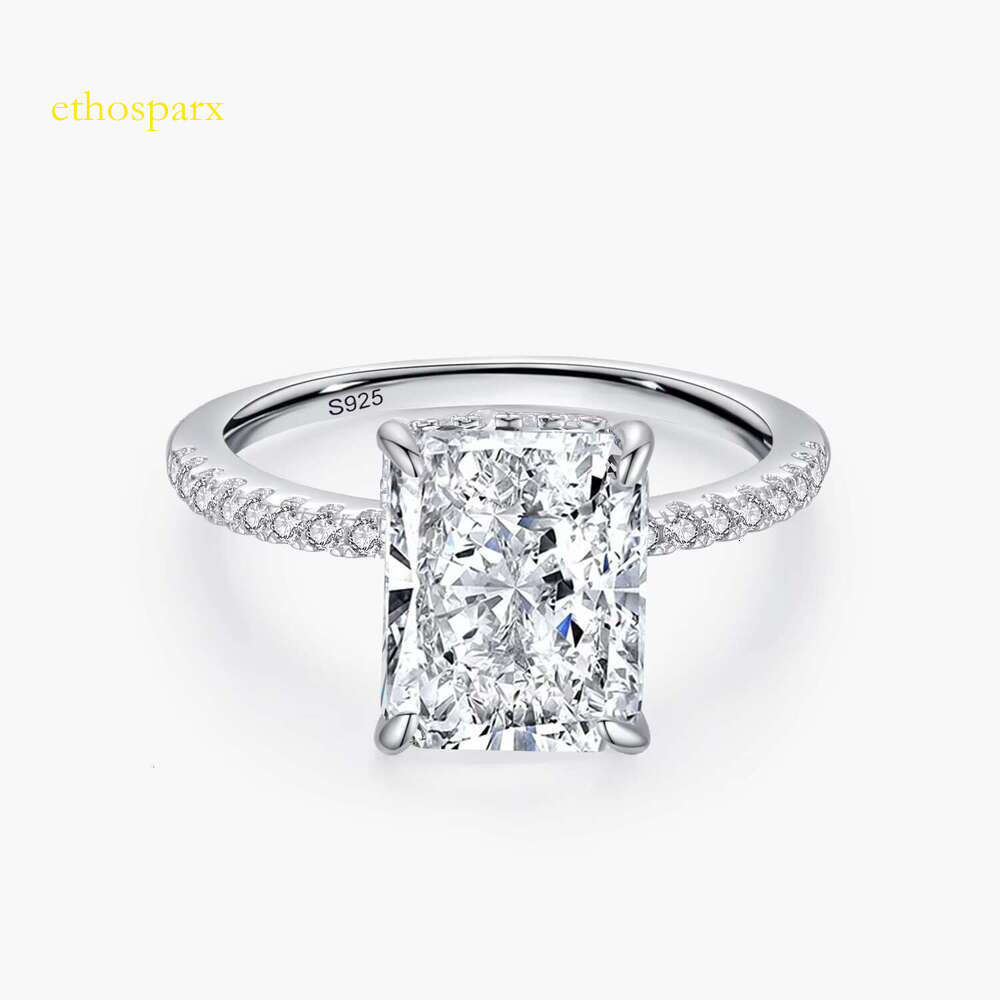 Ailmay Pure Silver Luxury 8A Crushing Ice Cut Zirconia Ring Suitable for Women Wedding Declaration Platinum Plated Jewelry Gift