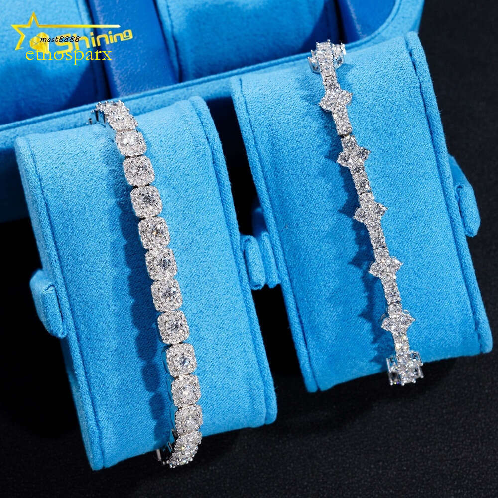 Punk Style Mens Jewelry Iced Out Gold Sterling Sier VVS Moissanite Dia Cross Tennis Bracelet With GRA Certificate