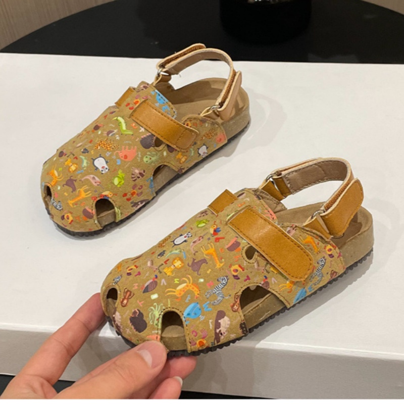 Kids Sandals Cartoon Soft Soled Beach Shoes Toddlers Boys Girls Sandal Children Youth Pink Green Yellow White Brown B8JM# z250708X533