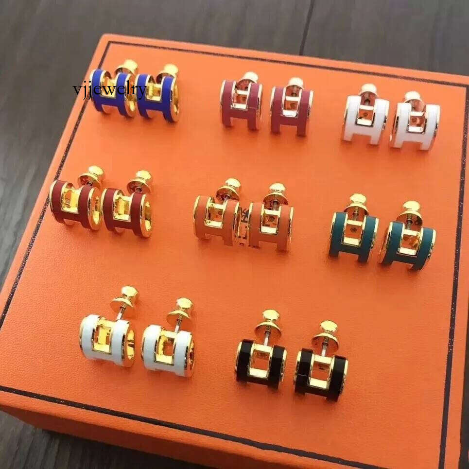 woman H Designer Brand Stud High Quality Fashion Letter Gold Plated Crystal Earring Party Wedding Earrings Jewelry, No box