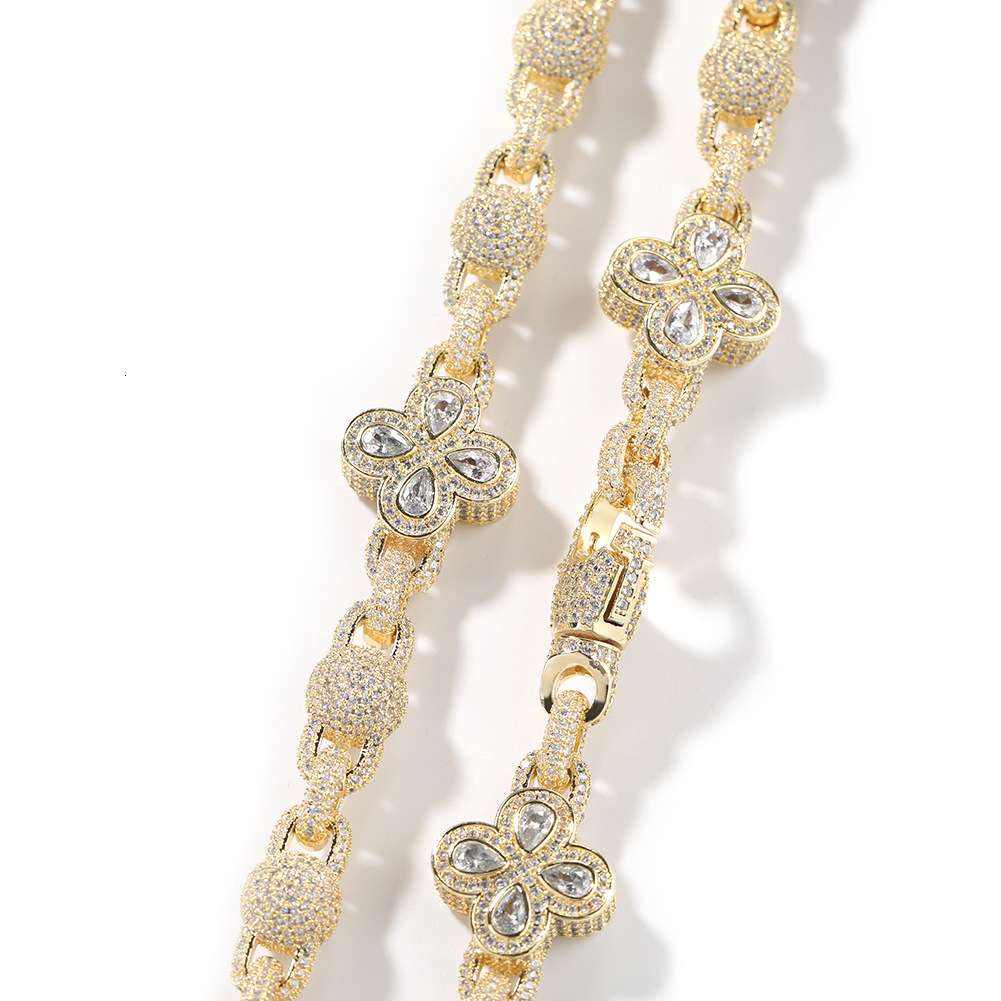 Premium Jewelry Fashion New Clover Bead Chain Men Necklace Luxury Vibe Iced Out VVS Moissanite Statement Piece
