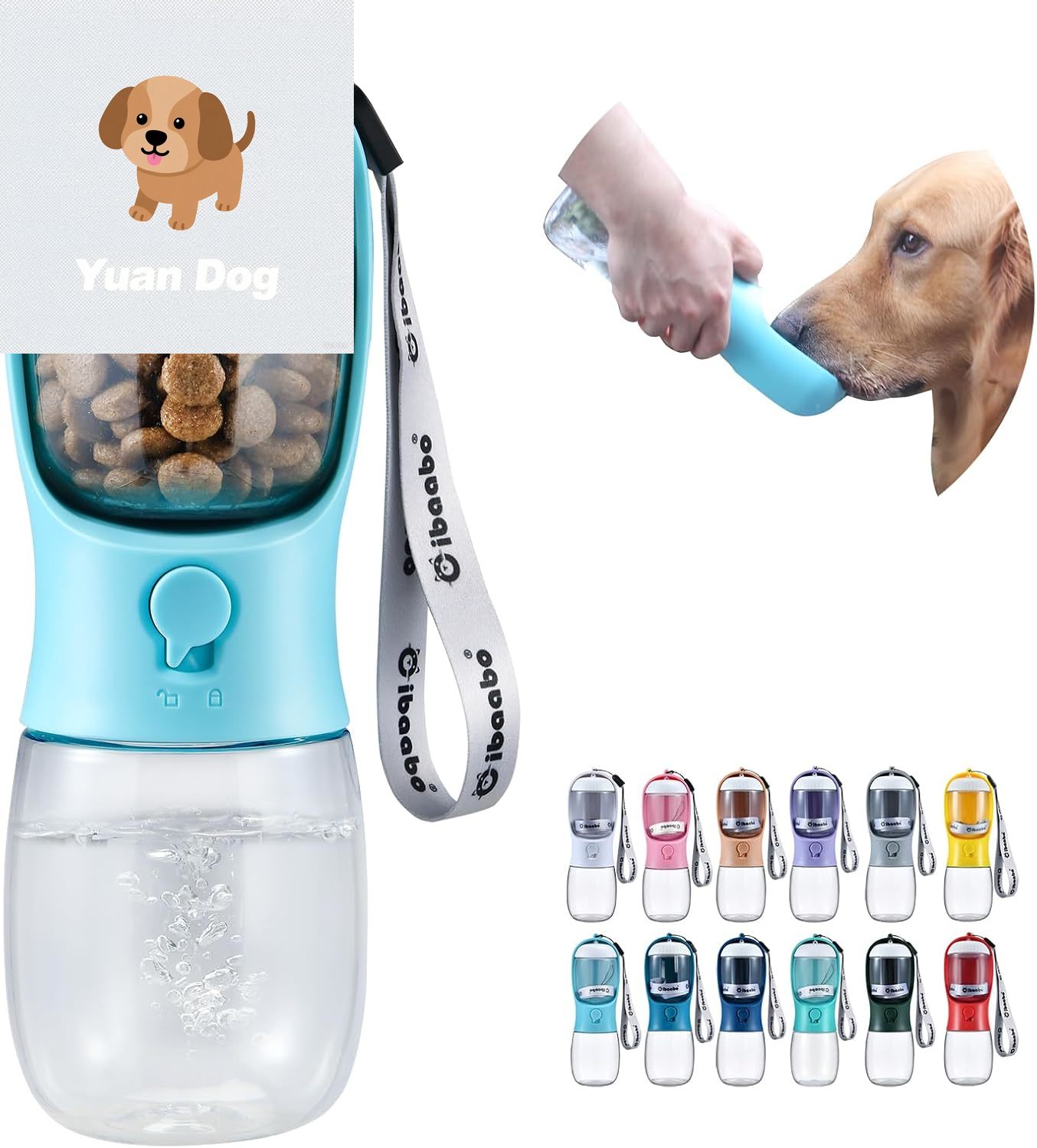 free shipping Bottle with Food Container, Travel Puppy Water Bowl, Portable Pet Dispenser, Cat Walking and Hiking Dog Gift