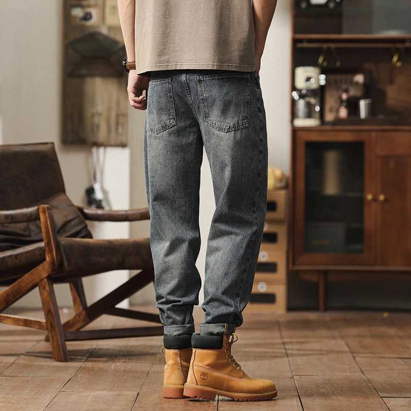 2025 summer new mens loose elastic straight leg casual denim pants fashionable and casual elastic straight leg denim pants for W250701 W250701