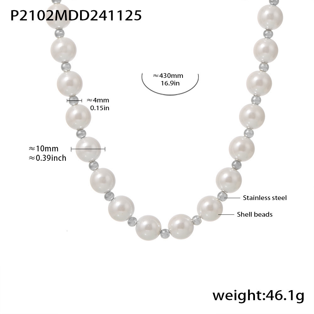 2025 new designer women s exudes an elegant charm it features a 12mm large pearl womens necklace with gold beads and rice grain splicing collarbone ch