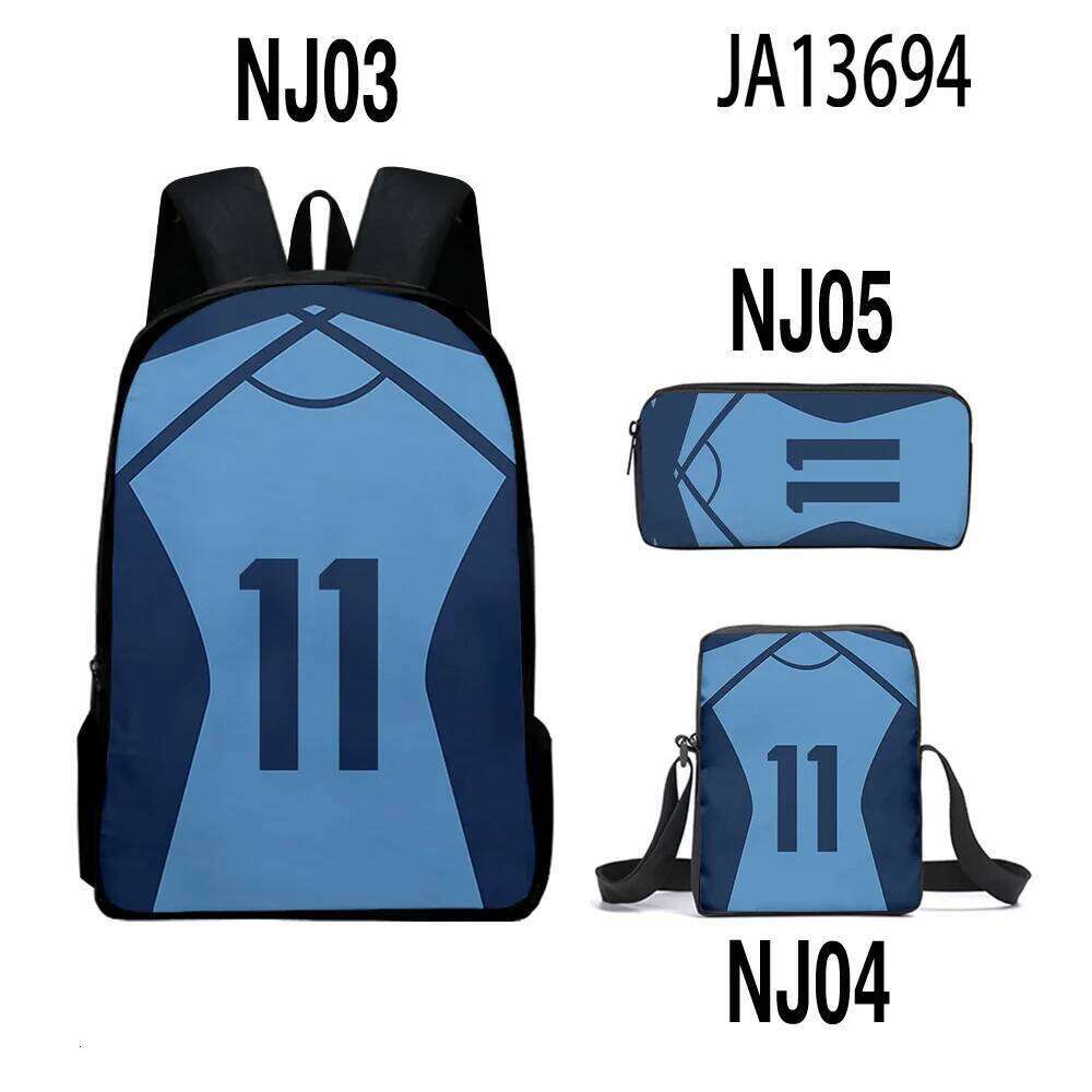 Novelty Peculiar bluelock 3D Print 3pcs/Set pupil School Bags Laptop Daypack Backpack Inclined shoulder bag Pencil Case