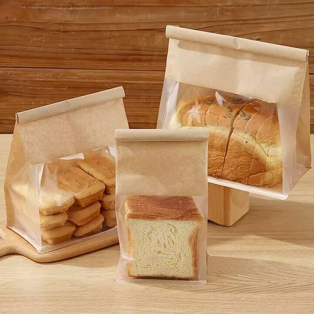 Wholesale compostable biodegradable food packaging bags custom sustainable solution eco-friendly zipper standing cotton paper bread bags 50 per