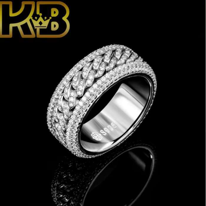 Custom Hip Hop Jewelry Ring 925 Silver VVS Moissnite Diamond Clover Style Gold Plated Ring for Men Women