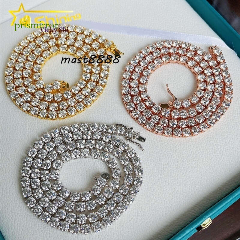 Dropshipping Fine Jewelry Sterling Sier Men Women 2mm 3mm 4mm 5mm Moissanite Dia Tennis Chain Bracelet