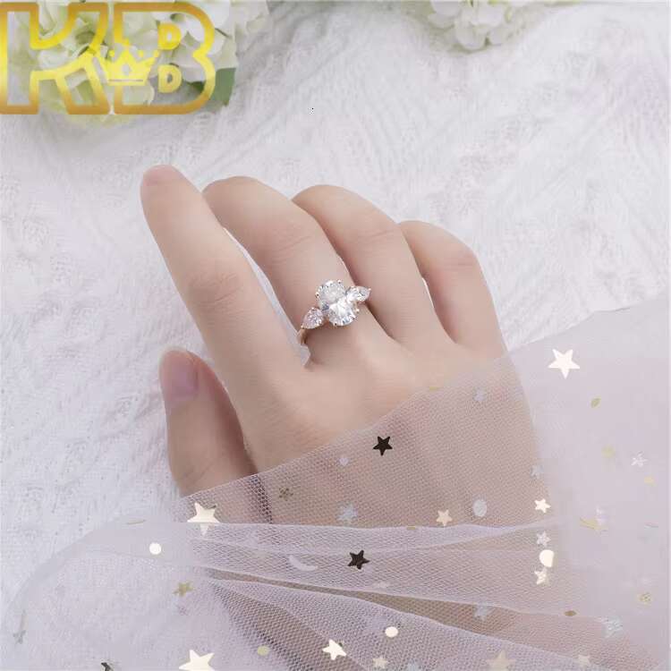Customized 925 White Silver Lab Diamond Engagement Ring Round Cut Diamond Rings Wedding Band for Women