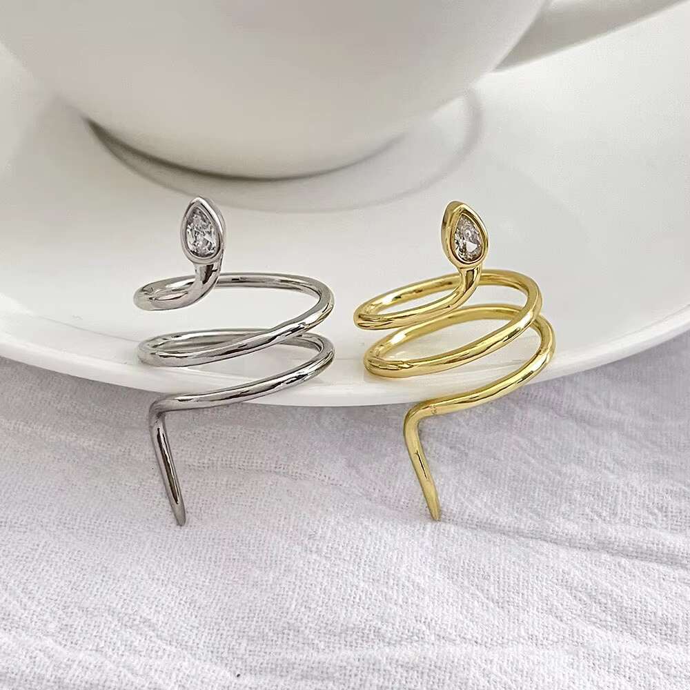 TIKTOK 925 Sterling Silver Snake Finger Ring Cute Sexy Twist Design Vintage Rhodium 14K Gold Plated Zircon for Weddings Gifts