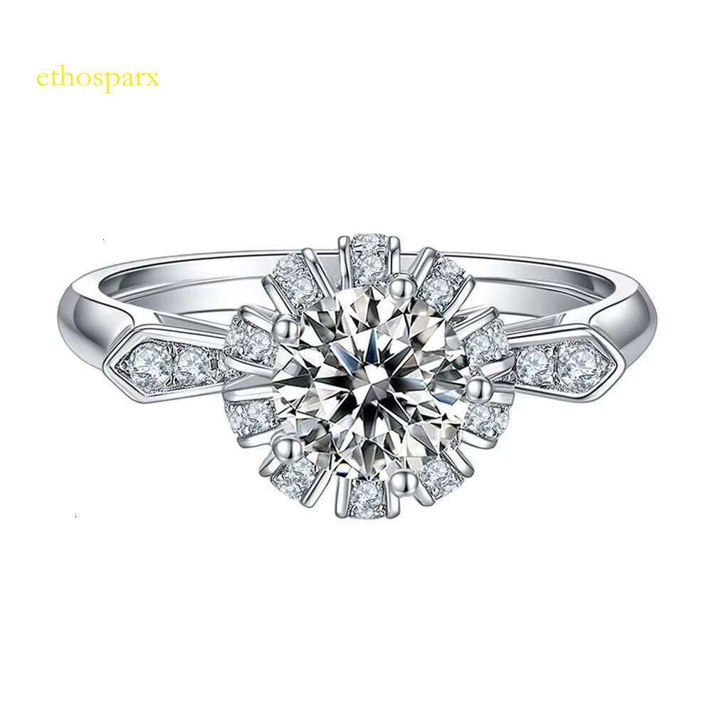 RINNTIN SMR70 D-E VVS Jewelry Set Pure Silver Wedding Silica Ring