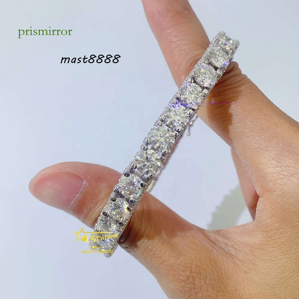 Hip Hop Jewelry Factory Price Iced Out Gra Vvs Moissanite 6.5mm Gold Plated Tennis Chain Bracelet