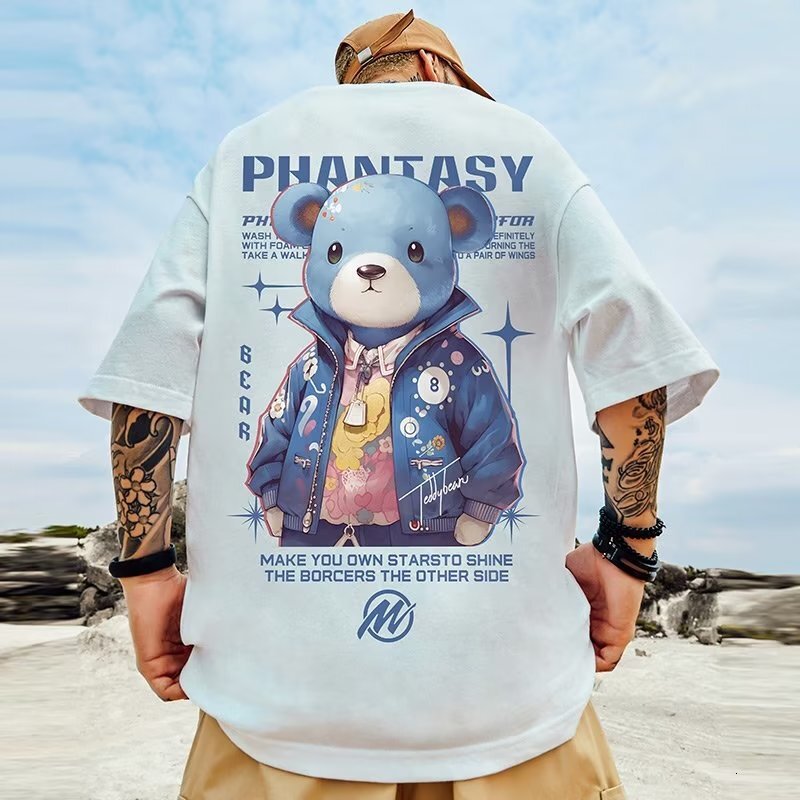 American Style Loose Fit T-shirt For Plus Size Men Short Sleeve 150kg Designer T Shirt Five-quarter Sleeve Pure Cotton Large Size Men's Summer Cl