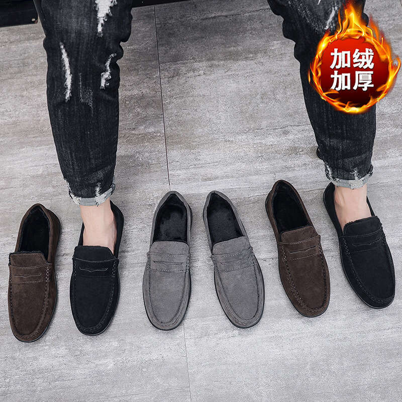 free shipping big size Winter Loafers with Cotton Lining Warmth, Men's Casual Shoes, Slip-On Loafers, One-Step-On Shoes for Men