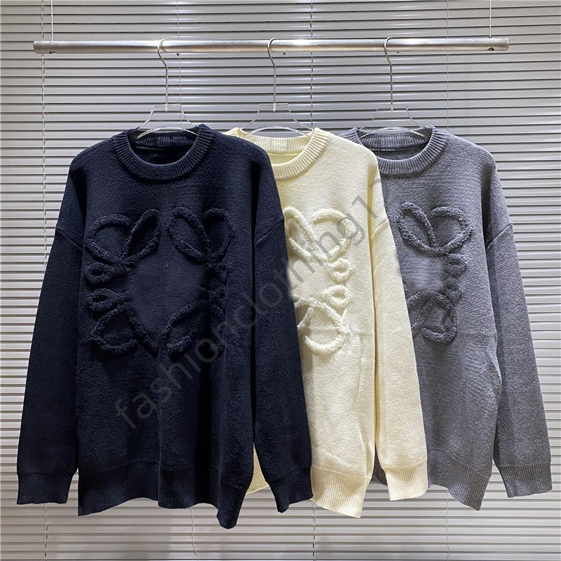 Designer pullovers, men's and women's knitted sweaters, fashionable knitted pullovers, autumn and winter clothing, women's white loose long-sleeved black casual top