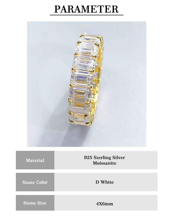 Hot Selling Moissanite Jewellery Eternity Ring 925 Sterling Silver Eternity Band Rings for Women Gift Engagement