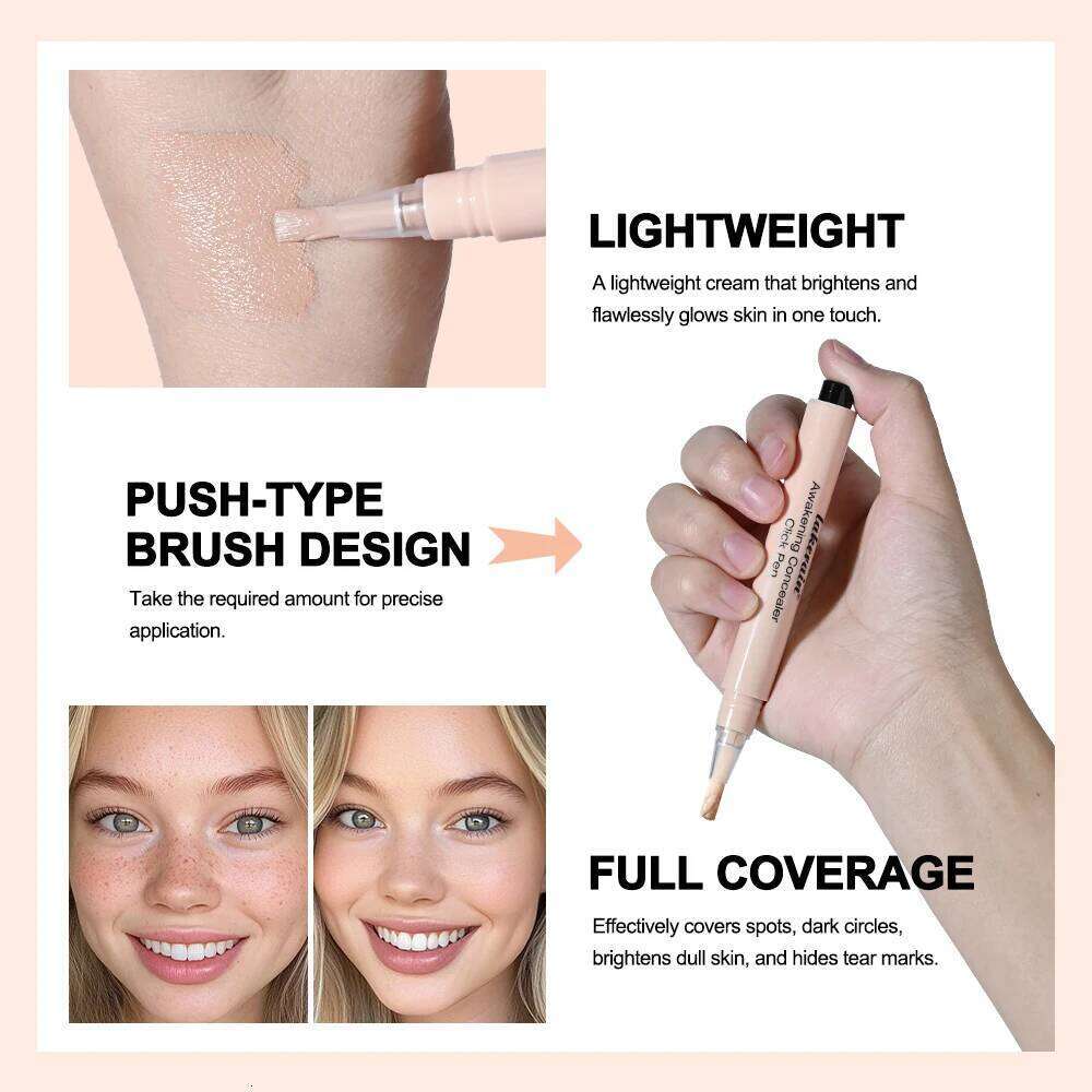 3 Colors Liquid Press Concealer Pen Detail Covering Acne Dark Circles Even Skin Tone Brightening Foundation Face Holding Makeup X2507