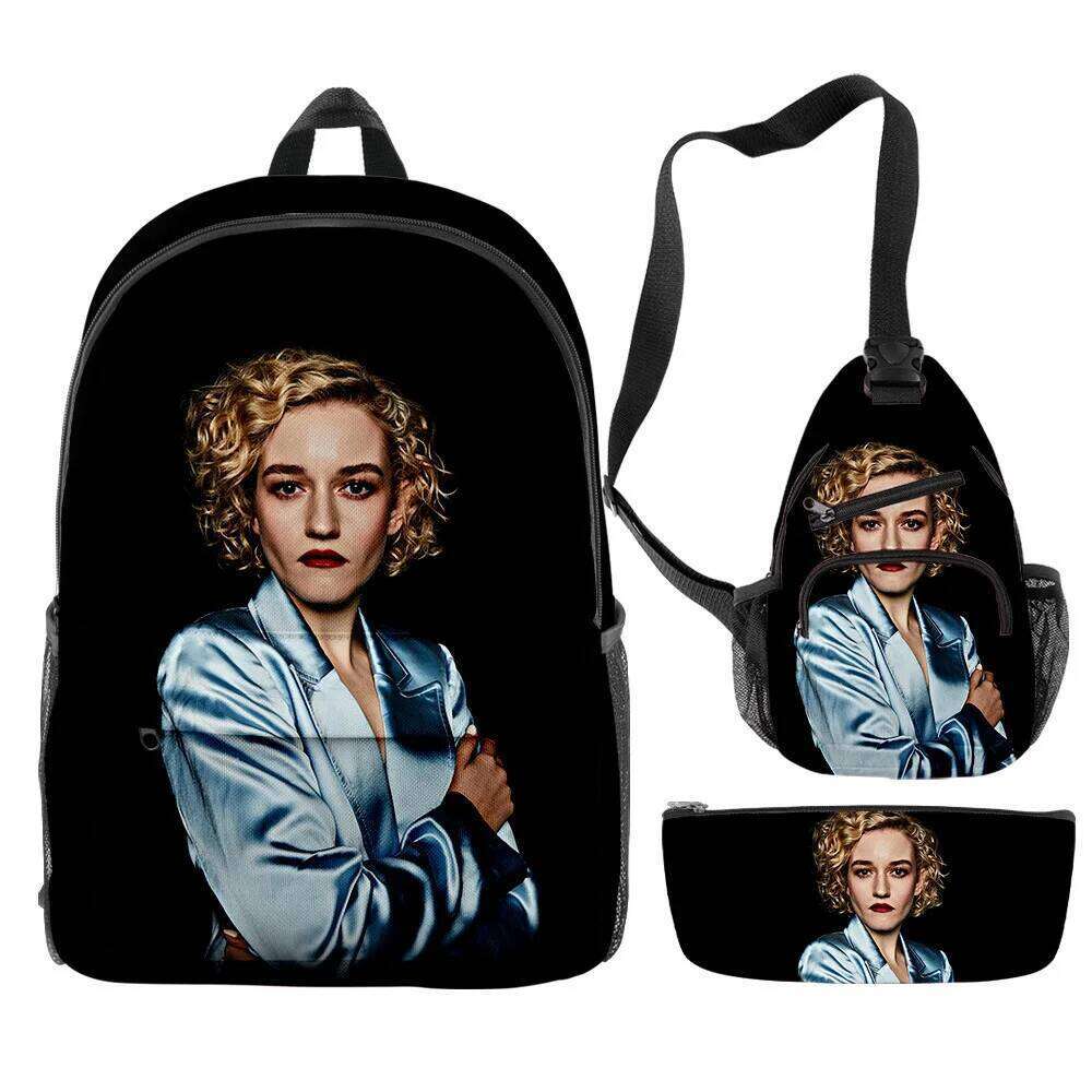 Novelty Cool Julia Garner 3D Print 3pcs/Set pupil School Bags Travel Laptop Backpack Chest Bag Pencil Case
