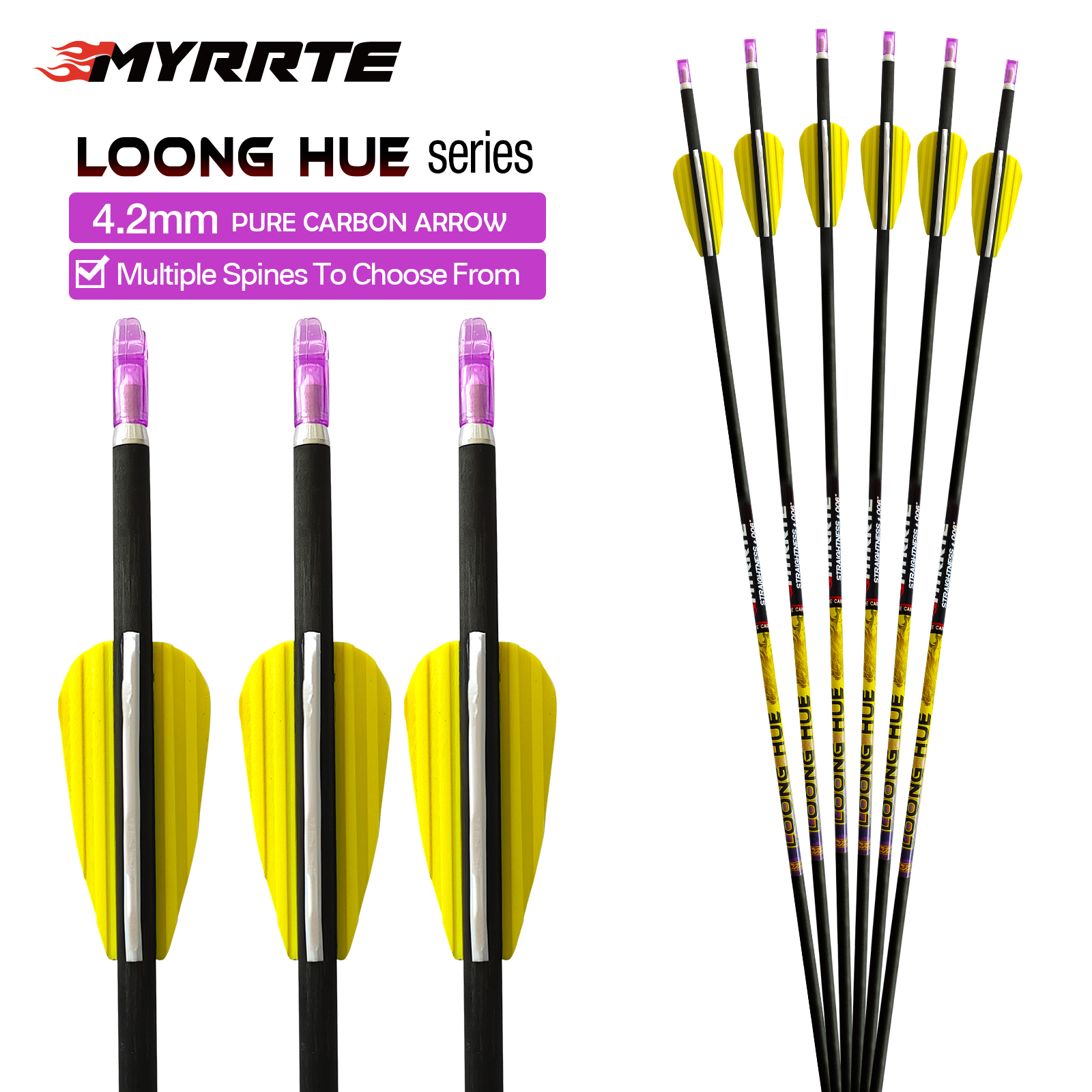 31inch Hunting Arrows without Arrowheads Carbon Archery Arrows 6Pcs 4.2mm Targeting Arrows for Recurve Bow & Compound Bow Spine 350-1500 NEW ARRIVAL