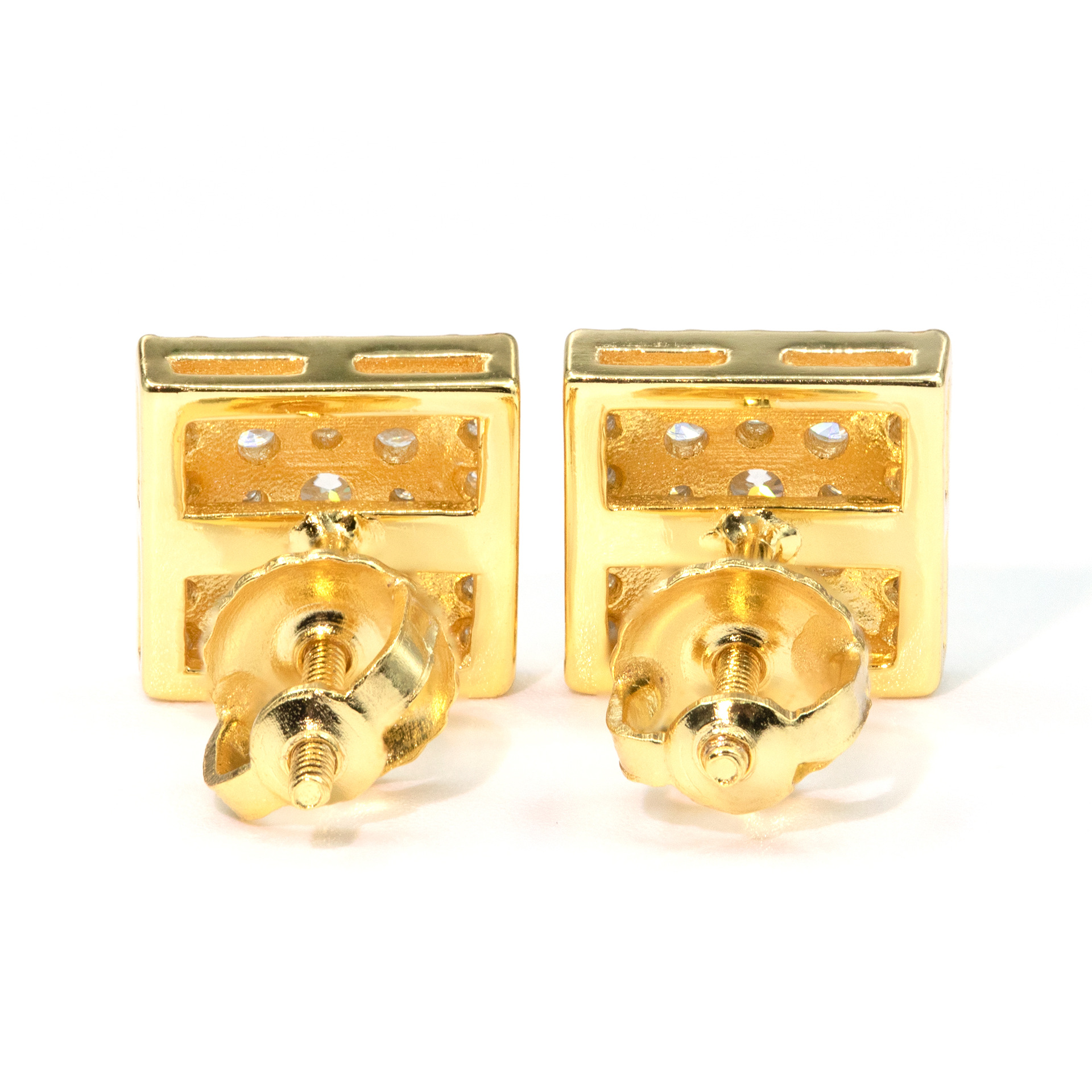 Fashion Hip Hop Jewelry 8MM Square Shape Stud Earrings 925 Silver Moissanite Diamond Earring Studs for Men Women