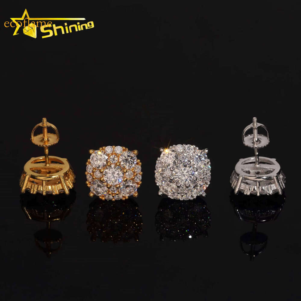 Hot Sale Pass Tester D VVS Moissanite Dia Earrings Screw Back Sier Hip Hop Stud Earring for Men and Women